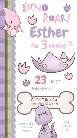 Invitación de cumpleaños Dinosaurio – Estático – Felicity Artes