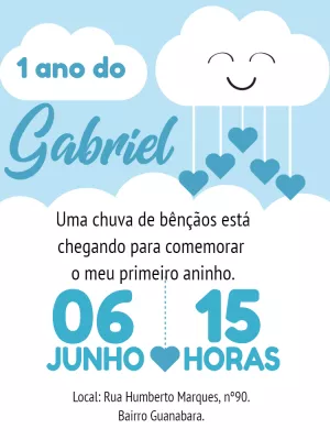 Convite de Aniversário Chuva de Amor para Editar Online