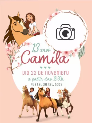Convite Aniversário Spirit o Indomável com Foto para Editar
