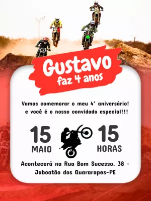 Convite de Aniversário Motocross Radical para Editar Online
