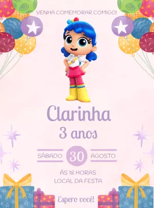 Convite Aniversário Vera e o Reino do Arco-Íris para Editar