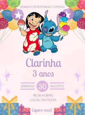 Invitación de cumpleaños Stitch – Estático – Jonathan Fiuza