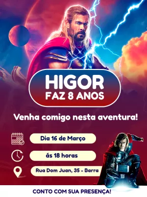 Convite de Aniversário Thor: Edite Online para Imprimir