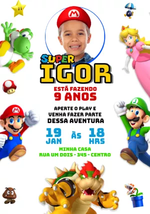 Invito di compleanno Super Mario – Statico – Jotta