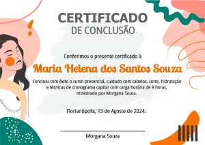 Certificado de Cabeleireira Editável com Design Moderno