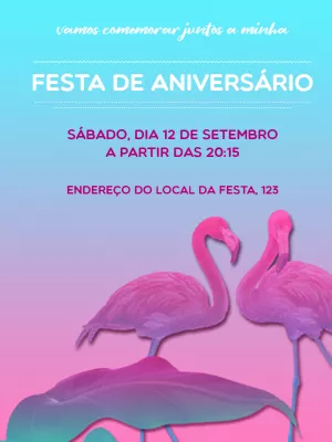Convite de Aniversário Flamingo Tropical para Editar Online