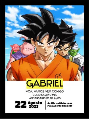 Convite Aniversário Dragon Ball Z com Goku para Editar Online