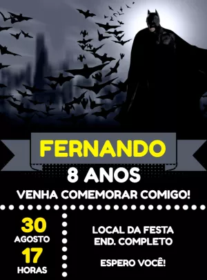 Convite de Aniversário Batman para Editar Online