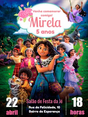 Convite de Aniversário Encanto com a Família Madrigal para Editar