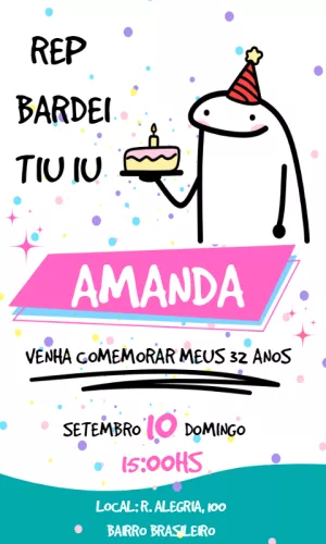 Convite de Aniversário Flork Meme Engraçado para Editar Online