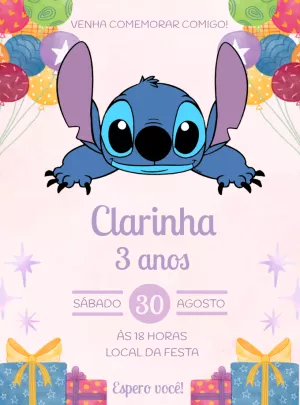 Convite de Aniversário do Stitch Editável Online