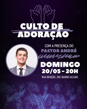 Convite para Culto de Adoração com Foto para Editar Online