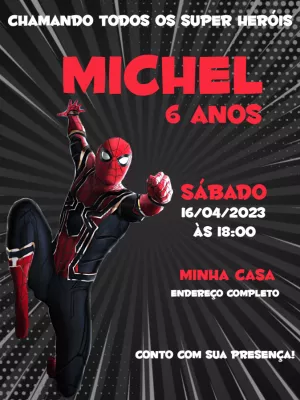 Convite Aniversário Homem Aranha para Editar Online