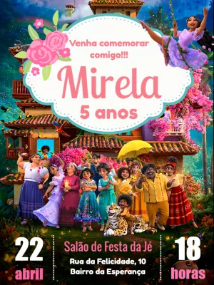 Convite de Aniversário Encanto Madrigal para Editar Online