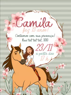 Convite Aniversário Spirit o Indomável para Editar Online