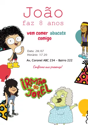 Convite de Aniversário Irmão do Jorel para Editar Online
