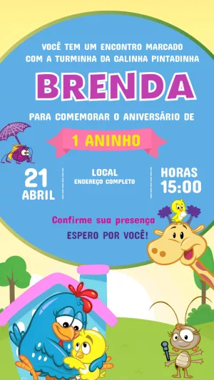 Galinha Pintadinha Birthday Invitation – Static – Laiane