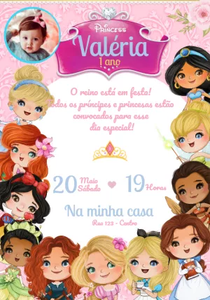 Invito di compleanno Principesse – Statico – Convites e Artes Digitais