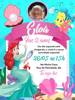 Invitación de cumpleaños La Sirenita – Estático – Pedro Henrique