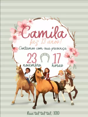 Convite Aniversário Spirit o Indomável para Editar Online