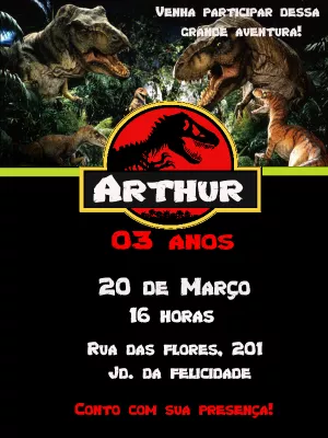 Convite de Aniversário Jurassic Park para Editar Online