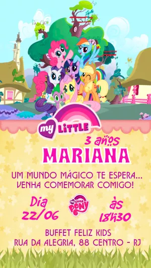Convite de Aniversário My Little Pony para Editar Online