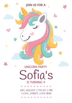 Unicorn Birthday Invitation Template to Edit Online