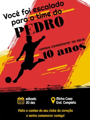 Convite de Aniversário Futebol para Editar e Enviar Online