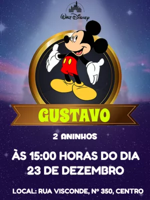 Convite de Aniversário Mickey Mouse para Editar Online