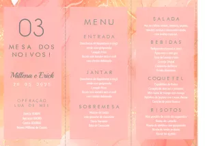 Menu de Casamento Mármore Rosa para Editar Online