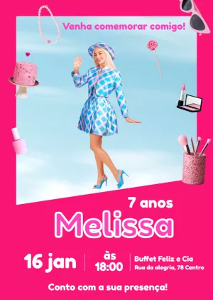 Invitación de cumpleaños Barbie – Estático – Felicity Artes