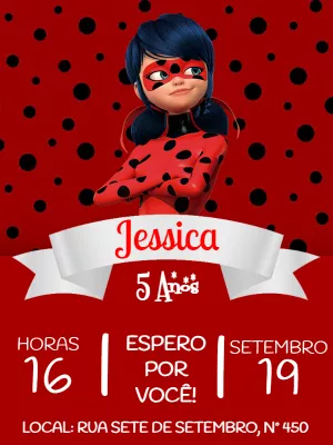Convite de Aniversário Ladybug Miraculous para Editar Online