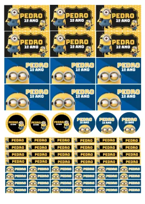 Kit de Etiquetas Escolares Minions para Editar e Imprimir