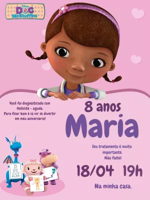 Convite de Aniversário Doutora Brinquedos para Editar Online
