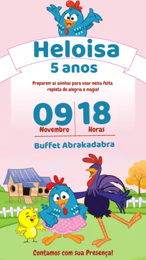 Convite de Aniversário Galinha Pintadinha com Personagens para Editar