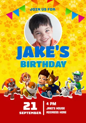 Invito di compleanno Paw Patrol – Statico – Jotta