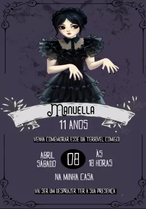 Invito di compleanno Mercoledì – Statico – Convites Personalizados