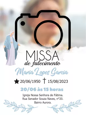 Convite Missa de Falecimento com Foto Religioso para Editar Online