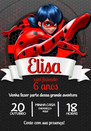 Convite de Aniversário Ladybug para Editar Online e Imprimir