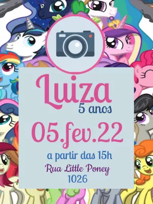 Convite de Aniversário My Little Pony para Editar Online