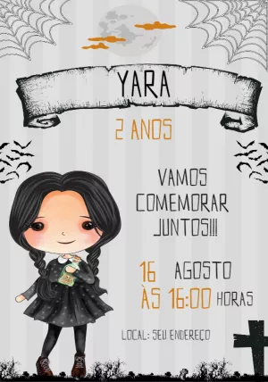 Invito di compleanno Mercoledì – Statico – Convites Personalizados
