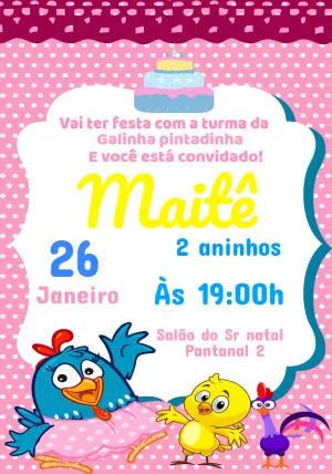 Galinha Pintadinha生日邀请函 – 静态 – Thainá Nicolau 