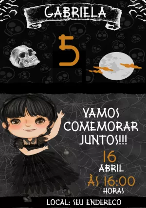 Invito di compleanno Mercoledì – Statico – Convites Personalizados