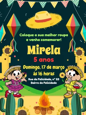 Convite Festa Junina Turma da Mônica para Editar Online