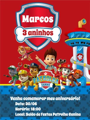 Invito di compleanno Paw Patrol – Statico – Ichigo Art's
