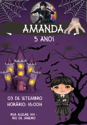 Invito di compleanno Mercoledì – Statico – Convites Personalizados