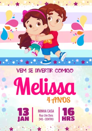 Convite de Aniversário Maria Clara e JP para Editar Online