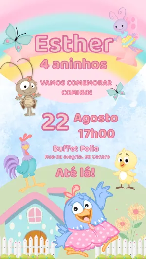 Convite de Aniversário Galinha Pintadinha Candy para Editar