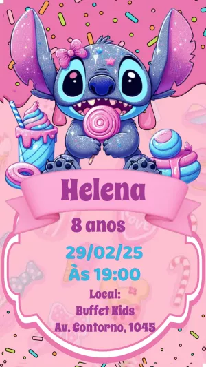 Invitación de cumpleaños Stitch – Estático – Heliene Designer
