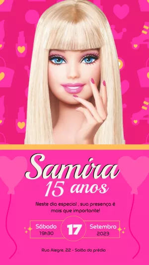 Invitación de cumpleaños Barbie – Estático – Ariane
